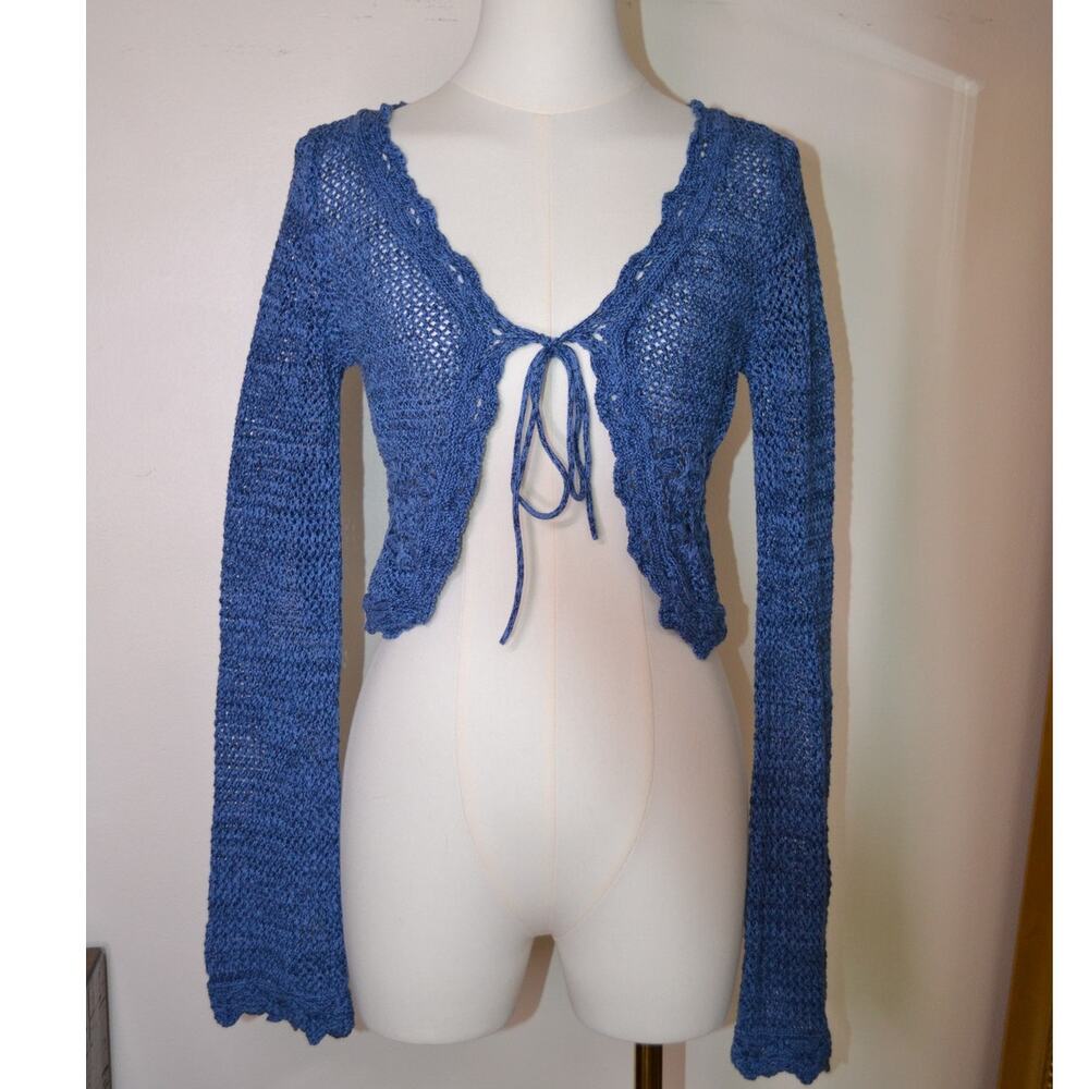 Vintage Y2K Inspired Knit Crochet Witchy Whimsygoth Cardigan Size S